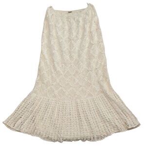 Handmade Cotton Crochet White Maxi Skirt size L